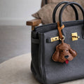Leather Poodle Keychain, Dog Bag Accessory, Handmade Purse Charm, Puppy Gift for Women