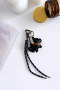 Black Dog Bag Charm with Heart – Cute Keychain for Handbags | Aesthetic Bag Accessory